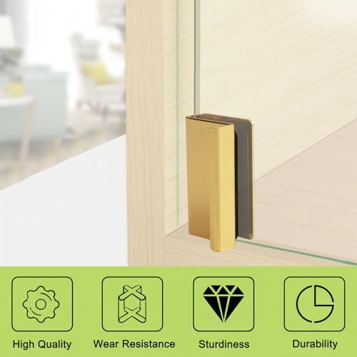 Image of 8Pcs Glass Finger Edge Pull Cabinet Finger Pull Handle Glass Door Clips Cabinet Latch Clamp Concealed Handle for Display Glasscase Door (Gold)