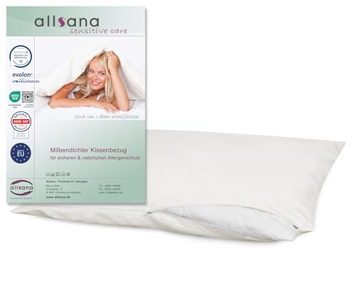 Allsana Allergiker Kissenbezug 40x80 cm | Allergie Bettwäsche | Anti Milben Encasing | Milbenschutz für Hausstauballergiker | allergendichter Zwischenbezug für das Kopfkissen | Hohenstein zertifiziert
