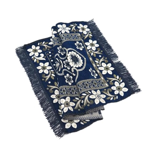 Image of Velvet Floral Janamaz Mat | Prayer Mat /Meditation Janamaz for Namaz /Meditation Mat /Muslim| Size 27x50| Washable Soft Prayer Mat (Blue)