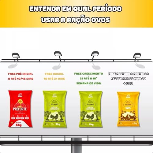 Kit 2 un 5kg DO CAMPO OVOS Ração para Aves de Postura