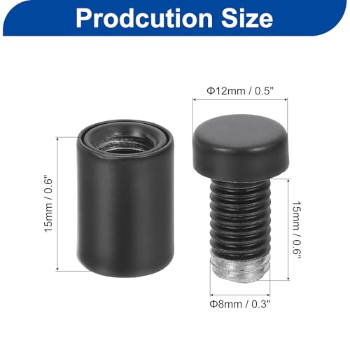 Image of uxcell 24 Pcs Standoff Screws, 1 /2 inch x 0.8 inch Stainless Steel Advertising Screws Wall Standoff Mounts Hardware for Acrylic Picture Frame Glass Signs Hanging, Black