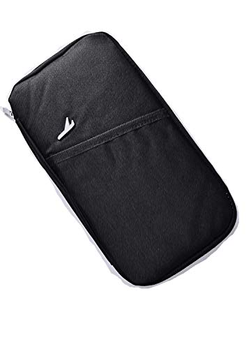 Preisvergleich Produktbild Reiseunterlagen mappe, Reisedokumententasche Reiseorganizer, Reisepass Tasche mit Reißverschluss, Reise Organizer, Reisepass Etui, Reiseorganizer Tasche, Reiseunterlagen Organizer Schwarz