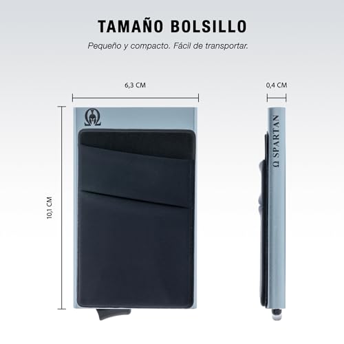 Miniatura 2 de Re Tarjetero Para Hombre Con Capacidad De 6 A 8 Tarjetas Tarjetero Metálico Rfid Cartera Minimalista De Aluminio Portatarjetas Compacto Y Seguro