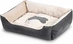 Cama Para Cachorro e Gato Macia Confortável Retangular Lavável Antiderrapante com Almofada – Ideal Para Pets Pequenos Médios e Grandes (Cinza, Pequeno)