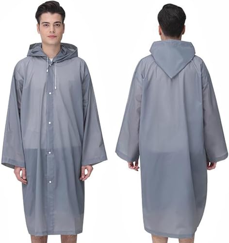 GUKOY 2 Stück Regenponcho Regenmantel Herren Damen Wasserdicht, Eva Regenbekleidung Regencape Regenjacke Regen Zubehör für Wandern Radfahren Camping und Reisen (Grau+Grau)