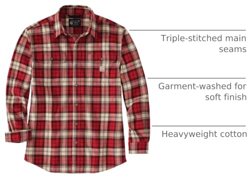 Image of Carhartt Men's Loose Fit Heavyweight Flannel Long-Sleeve Plaid Shirt