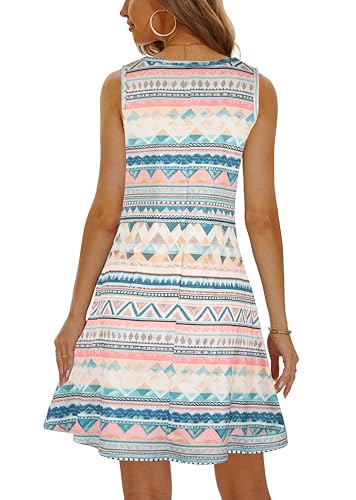 Image of Summer Dresses for Women 2026 Casual Sundresses Beach Cover Ups Sleeveless Tshirt Swing Dress with Pockets