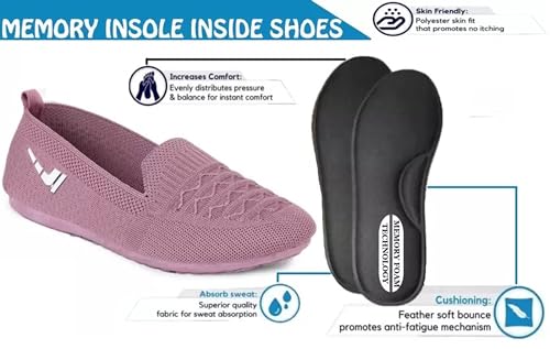 Image of ELECANT Lightweight Active Wear Knitted Slip-on Comfortable Casual Flat Ballies Shoes Women