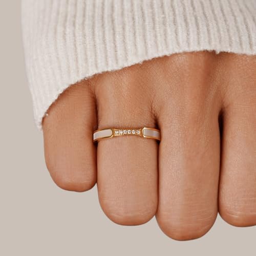 Gold Rings For Women, Stainless Steel Gold Plated Stackable Statement Engagement Wedding Non Tarnish Cubic Zirconia Jewelry Promise Gift3