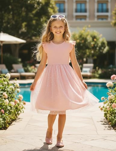 Image of PATPAT Girl's Tulle Dress Tutu Party Birthday Poster Formal Fancy Flower Princess Dresses