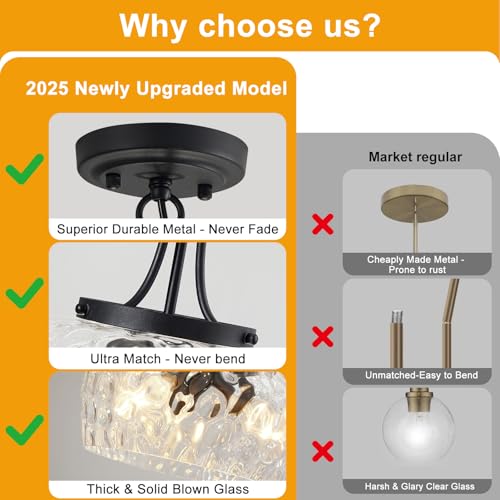 Image of Modern Pendant Lights Kitchen Island, 3-Light Black Pendant Light Fixtures with 14.2 inch Clear Hammered Glass Shade, Industrial Hanging Pendant Lights Fixture for Kitchen Island, Dining Room, Entryway
