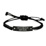 Mugart Special Kite Flying Black Rope Bracelet, Kite Flying is My Happy Place., Motivational Gifts for Men Women
