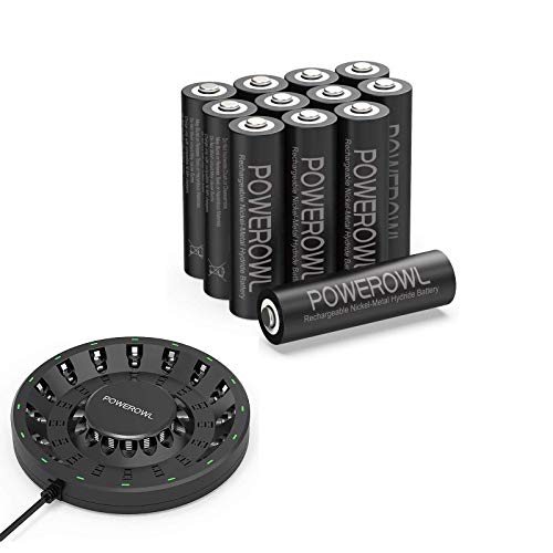 Powerowl 16 Bay Aa Aaa Battery Charger (Updated, High Speed Charging) With Smart Led Light And Plug, Rechargeable Aa Batteries 2800Mah -12 Count, For Solar Garden Lights, Battery String Lights, Outdoo #TOP9