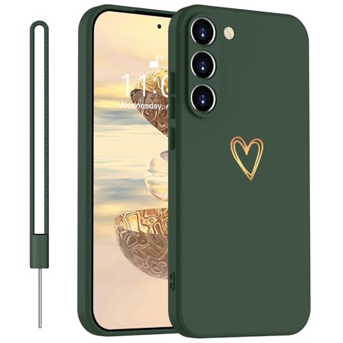 Yoawiful für Samsung Galaxy S25 Hülle Silikon Kameraschutz Niedliches Herzmuster Handyhülle Samsung S25