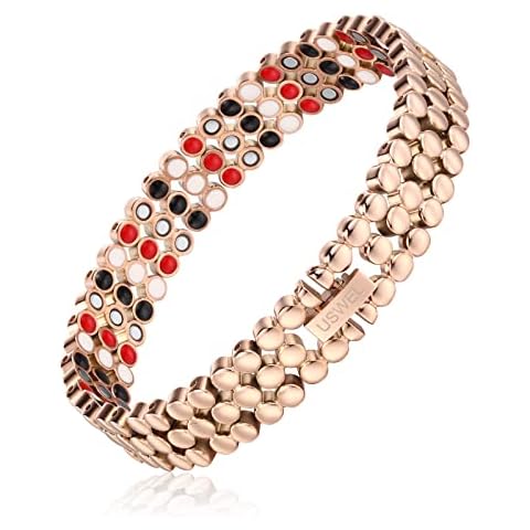 USWEL Magnetic Bracelets for Women - Pure Titanium Therapy Bracelet for Women with 139pcs Minerals, Jewelry Gifts Cover