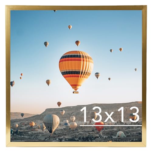 Image of JCJMY 13x13 Picture Frame Gold for Wall Hanging, Wall Mounting Horizontally or Vertically, 13 x 13 Square Wall Gallery Poster Photo Frame with Shatter Resistant Plexiglass, Gold