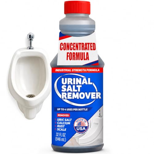 Commercial-Grade Urinal Salt Remover 4 Uses Made in USA Odor Neutralizing Urinal Cleaner for Salt Calcium Rust and Scale Build-Up Safe For All Plumbing 32 fl oz