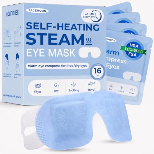 Image of 16 Pack Steam Eye Masks for Dry Eyes, Self-Heating Warm Compress Unscented