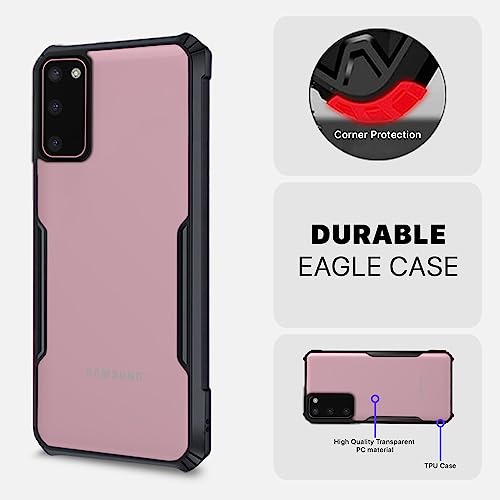 Image of Outlouders Back Cover for Samsung Galaxy S20FE | Ultra Hybrid Transparent | Full Camera Protection | Raised Edge | Crystal Clear Bumper Case (Black)
