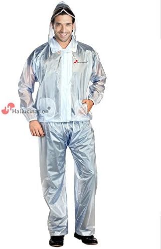 ducklingz Hallucination Bikers Raincoats for Men Made of Highest Quality PVC 100% Waterproof; Riders rain Jacket and Pant Super Soft Durable semi Transparent rain Suit Gear