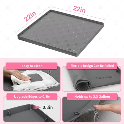 Tapete para debajo del fregadero de silicona de 22x22 pulgadas para proteger mueble de cocina 6