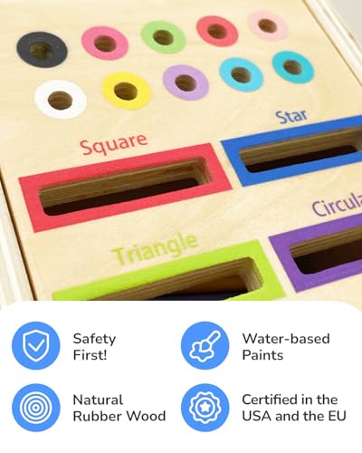 Image of Wooden Sorting Toys Montessori Color & Shape Sorter Preschool Learning Activities Fine Motor Skills Sensory Toys for Toddlers 2-5 Birthday Gifts for Boys and Girls (Colorful-Cube)