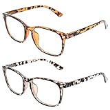 Hileyu 2 Pieces Blue Light Blocking Glasses, Clear Eye Glasses Fashion Blue Screen Glasses Computer Clear Lens Glasses Blue Light Filter Glasses for Women Men Anti Glare Migraine (Brown) - Image 2