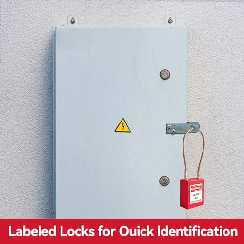 Image of Lockout Tagout Locks Set-5pcs Red Loto Locks,Lockout Locks Keyed Different,Safety Padlocks for Electrical Lockout Tag Out Kit,2 Keys Per Lock, OSHA Compliant Lock Out