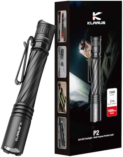 klarus P2 Lampe stylo 1 000 lumens, portée de 270 mètres – 2 pile...
