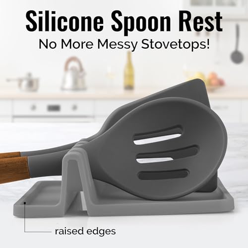 Image of Zulay Silicone Utensil Rest - BPA-Free, Durable Spoon Rest with Drip Pad - Heat-Resistant Spoon Rest for Stove Top - Spoon Rest for Kitchen Counter - Kitchen Gadgets & Kitchen Utensils Holder - 2 Pack