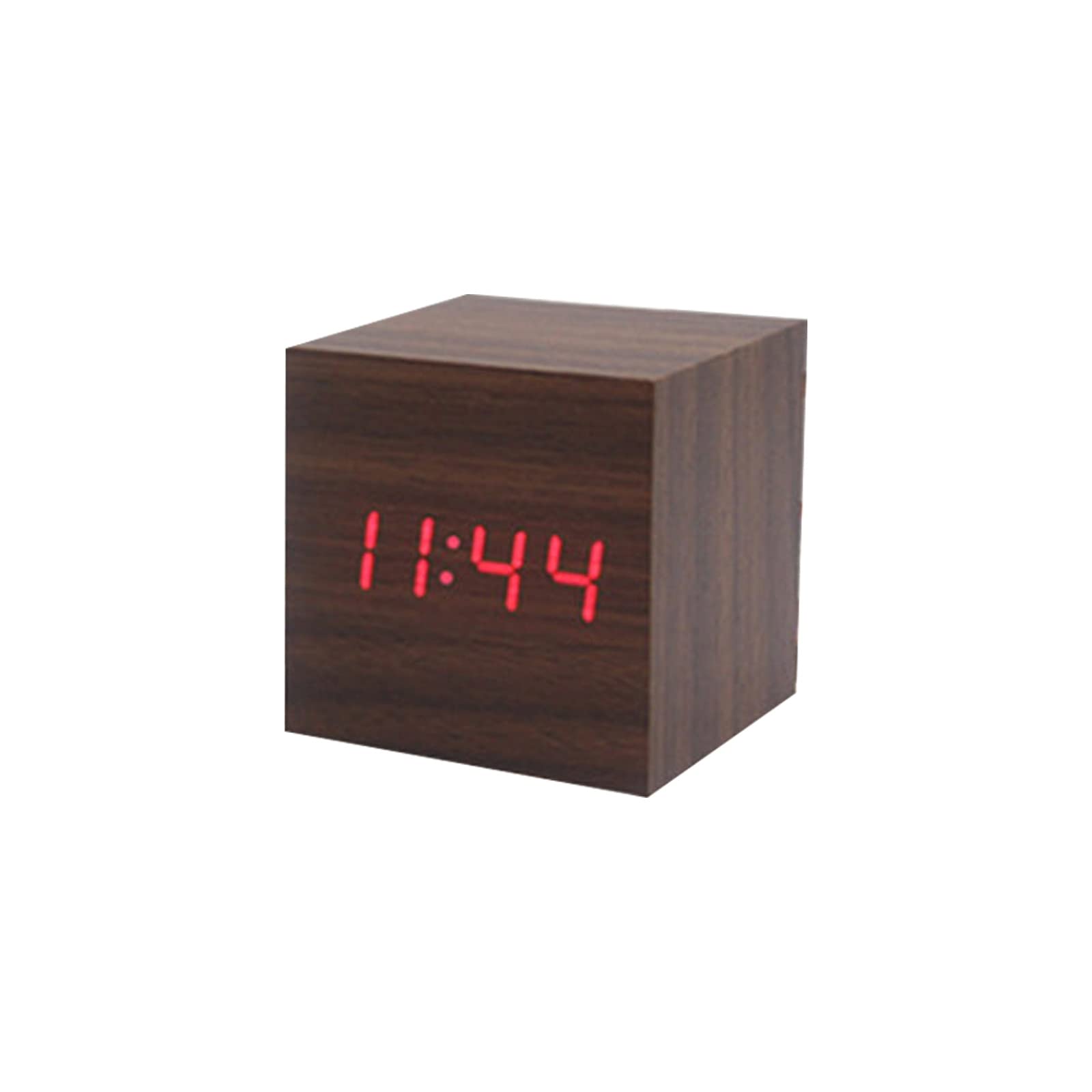 KAHDGSS Wood Cube Voice Control Led Alarm Clock Decorative Clock Ornaments Art Supplies for Home Bedroom Dormitory Alarm