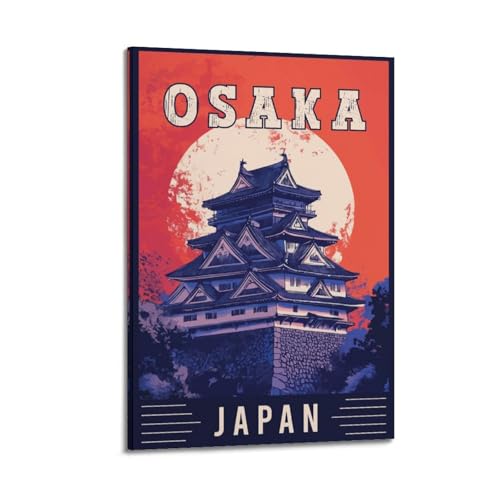 Poster paysage Osaka Japon lune rouge pour créer une ambiance zen et moderne dans votre salon