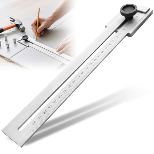 Aicharynic calibro di precisione per marcatura di precisione, 250 mm: strumento di marcatura in acciaio al carbonio, calibro regolabile per lavori in legno, per marcature di precisione (argento Ø250
