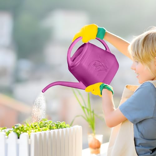 Image of Plastic Watering Can - for Home Plant Garden - 1 /2 Gallon - Rose Red