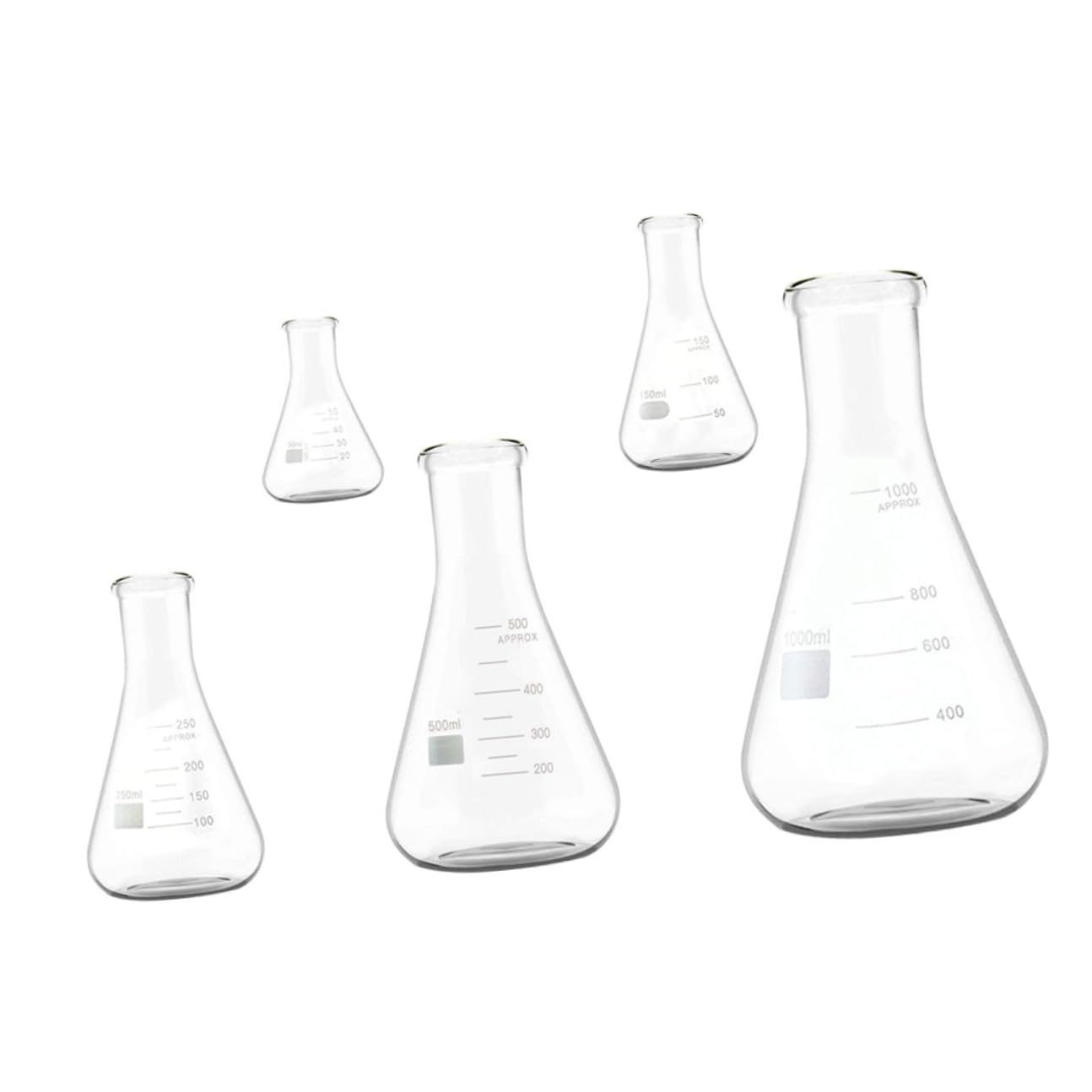 Beuta Conica in Vetro Borosilicato 5 Pezzi Collo Largo