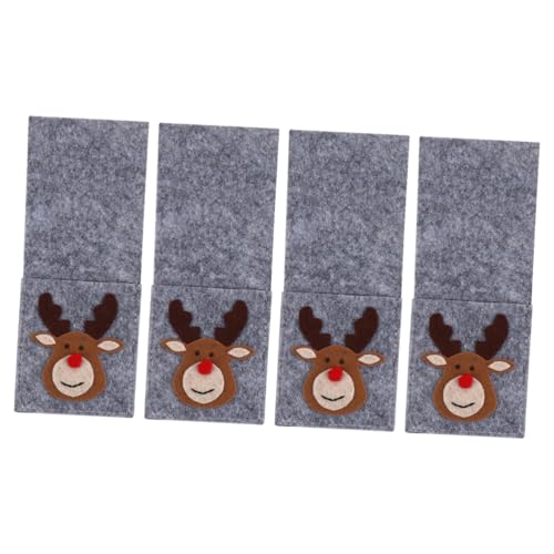 OKUMEYR 4pcs Christmas Cutlery Adorable Square Dinnerware Storage Bags Festive Tableware Holders for Holiday Parties Christmas Atmosphere Unique Design