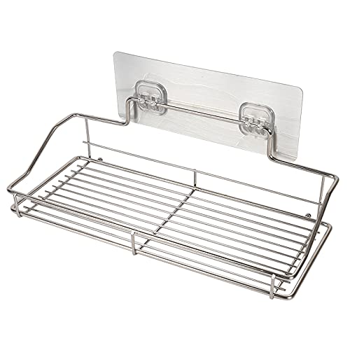 Duschablage Duschkorb Badregal rostfreier Edelstahl Chromoptik Nagelfrei ohne Bohren Wandregal Organizer Ablage (BR_A1 12x9,5x26 cm) Cover
