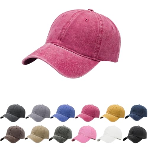 Aomig Casquette de Baseball, Style Rétro Ancien Anti-Soleil Baseball Cap, Homme Femme été Unisexe Réglable Casquettes Sport Extérieur Sunhat Chapeau(Rouge pastèque)