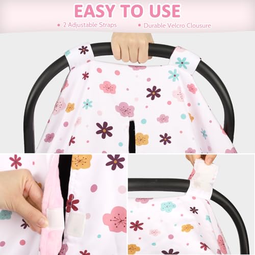 Image of Pea Pod Car Seat Cover for Baby, Infant Carseat Cover with Peekaboo Opening Design Car Seat Canopy Cover, Nursing Cover for Baby Boys Girls (Floral)