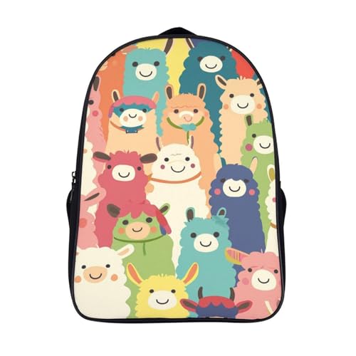Sac à dos alpaca imprimé 3D avec motifs cartoon rigides et sangles réglables