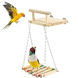 FrgKbTm Bird Perches Platform Swing,Natural Wooden Bird Hammock Exercise Stands Parrot Perches Cage Toys for Parakeet Cockatiel Conure Lovebird Hamster Chinchilla