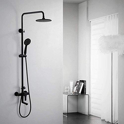 Ensemble de douche à température constante avec grand top spray noir LWX