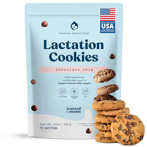 Image of Lactation Cookies Breastfeeding Supplement - Chocolate Chip - Support Mothers Breast Milk Supply Increase - with Brewers Yeast Powder, Oat Flour, and Flax for Lactation - Fenugreek Free - 1.25 LBS