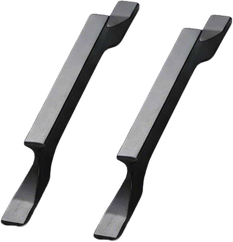 Tiradores para gabinetes de cocina – Paquete de 5 manijas largas para gabinetes de cocina, cajones, aparadores y muebles – Hardware duradero para actualizaciones modernas del hogar (negro, espacio entre orificios de 5.04 pulgadas)