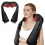 WERTYI Neck and Shoulder Massager with Heat, Deep Tissue Shiatsu 3D Kneading Massager for Neck, Back, Waist and Leg, at Home and Office, Birthday Gifts for Women and Men (Black)