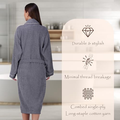 Image of Rangoli Sunshine 100% Cotton Bathrobes For Women, 500 GSM Free Size Bath Robe With Rope,Ultra-soft, Lightweight & Highly Absorbent Luxurious Bath Gown /Bath Robe