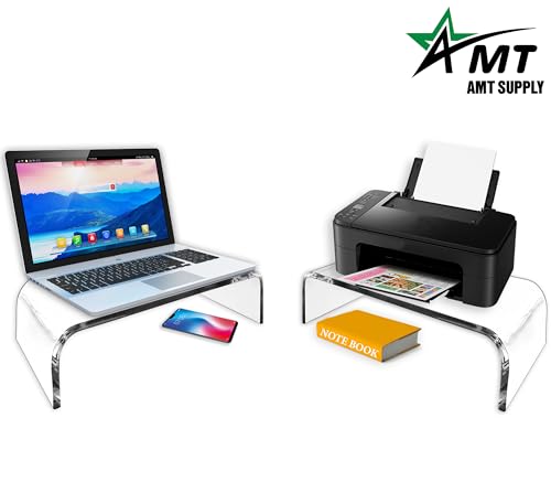 Mnixy AM T Premium Acrylic Clear Monitor Riser Laptop/Pc/Multimedia Monitor Stand thumb #1