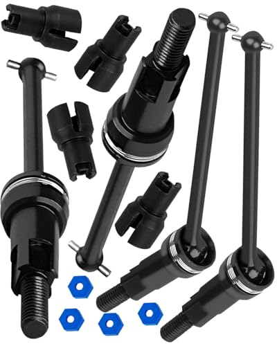 RC #45 Steel Front Rear CVD Driveshaft Upgrade Parts for 1/18 Granite Grom Mega 380 Brushed 4x4 Monster Truck RTR,CVD Drive Shaft Wheel Hex Wheel Nut Diff Outdrive Hops up.Black