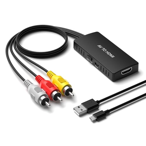 Image of Male RCA to HDMI Converter, CVBS Composite AV to HDMI Adapter, Full HD 720P / 1080P Output Switch for DVD, STB, VCR