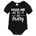 Baby Girls Short Sleeve "Feed Me and Tell Me I'm Pretty" Bodysuit(Black,6-9M)